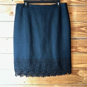 Talbots Blue Embellished Pencil Skirt Knee-Length